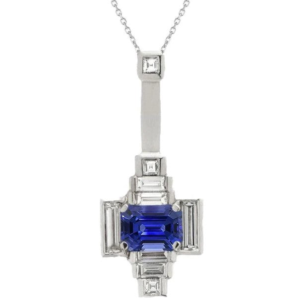 Ausgefallener Anhänger Edelstein & Baguette-Diamant 3,25 Karat Damenschmuck