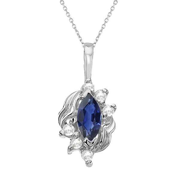 Ausgefallener Damenanhänger Marquise Blauer Saphir & Diamant 2,25 Karat