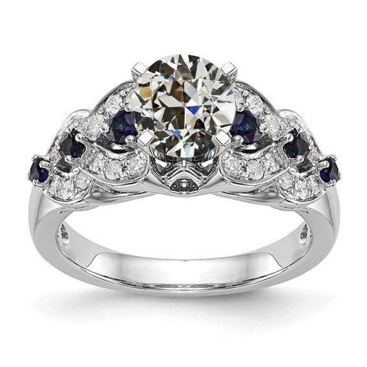 Ausgefallener Edelstein Ehering Altschliff Diamant & Saphire 4.50 Karat - harrychadent.de