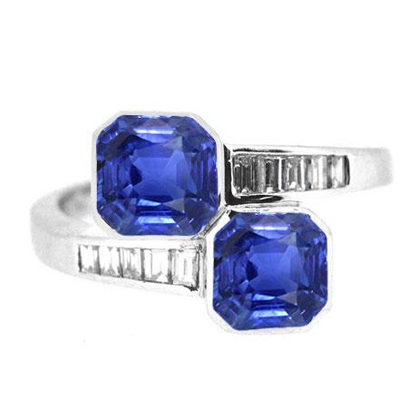 Baguette Diamant Asscher Saphir Ring Lünette & Kanal Set 4,50 Karat - harrychadent.de