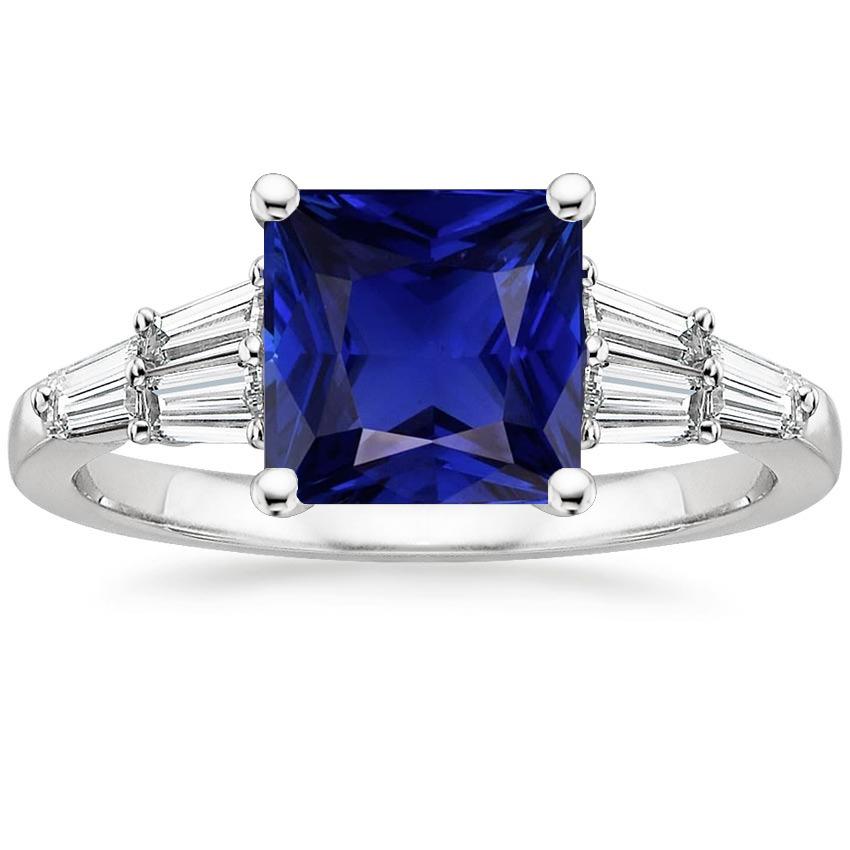 Baguette Diamantring & Prinzessin Ceylon Saphir Edelstein 5,50 Karat - harrychadent.de