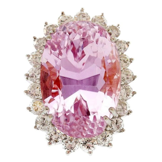 Big Oval Cut Pink Kunzit Diamant Damenring Weißgold 41.50 Ct - harrychadent.de