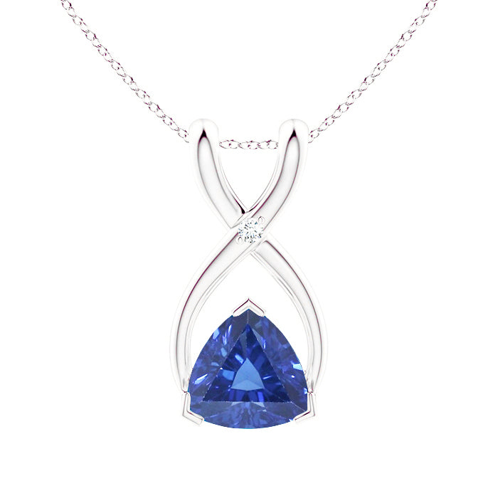 Billion blauer Saphir & Diamant-Anhänger mit Kette V-Zacke 2,75 Karat