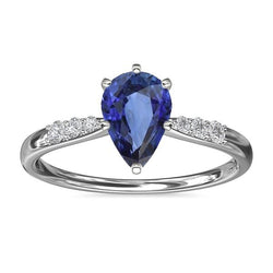 Birne Ceylon Saphir Solitär mit Akzenten Ring 3 Karat Schmuck