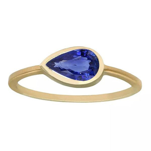 Birne Solitaire Jubiläumsring Ceylon Saphir 2 Karat Gold - harrychadent.de