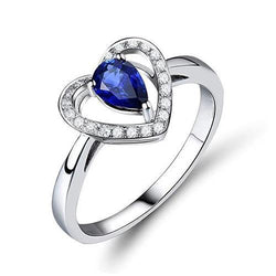 Birne Sri Lanka Saphir und runder Aus der Erde Abgebauter Natürlicher Diamant 2,25 Karat Ring