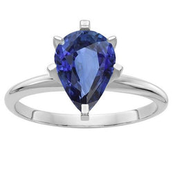 Birnen-Edelstein-Solitär-Ring-Krapfen-Set Blauer Saphir 2,50 Karat