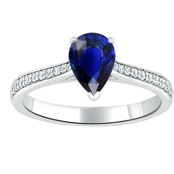 Birnen-Saphir-Verlobungsring Sri Lanka mit Diamantakzenten 3 Karat - harrychadent.de
