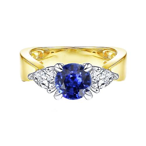 Birnendiamant 3 Stein Blauer Saphir Ring 2 Karat Zweifarbige Krappensets - harrychadent.de