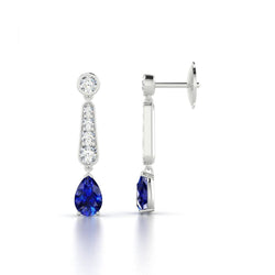 Birnenschliff Blauer Ceylon Saphir & Diamant Damen Ohrhänger 6 Ct