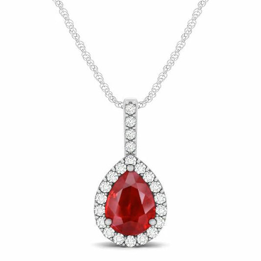 Birnenschliff Roter Rubin Und Diamant 3,50 Karat Damen Anhänger Schmuck - harrychadent.de