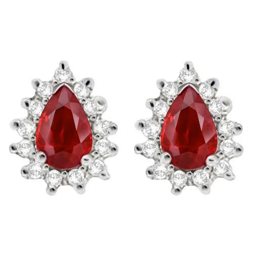 Birnenschliff roter Rubin Edelstein mit Diamant 3,80 Karat Ohrstecker - harrychadent.de