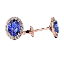Blaue Tansanit Aus der Erde Abgebauter Natürlicher Diamanten 5 Karat Ohrstecker Roségold