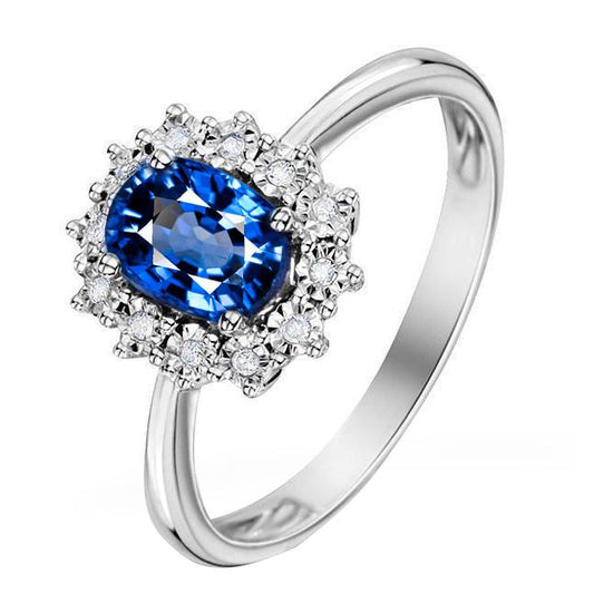 Blauer Ceylon Saphir 3 Karat Jubiläumsring Weißgold 14K