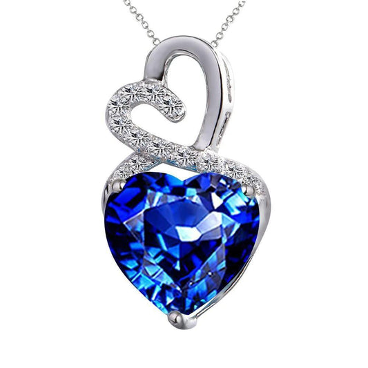 Blauer Herz-Saphir-Anhänger mit rundem Diamanten Weißgold 14K 3 Ct - harrychadent.de
