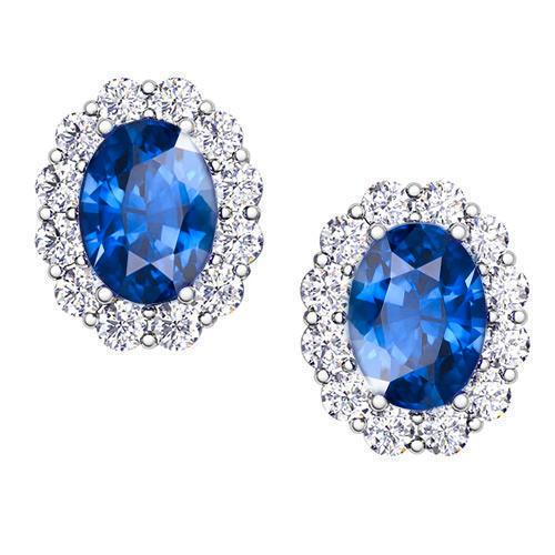 Blauer Ovalschliff Saphir Schmuck Diamant Ohrstecker 4,20 Karat - harrychadent.de