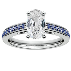 Blauer Saphir Alter Schnitt Oval Aus der Erde Abgebauter Natürlicher Diamant Ring 7 Karat Schmuck