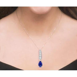 Blauer Saphir Birnenschliff Damen Edelstein Anhänger 5,50 Karat Neu
