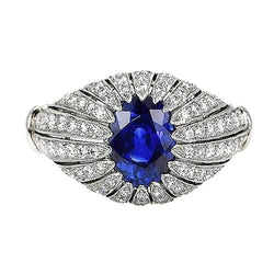 Blauer Saphir-Diamant-Damenring im antiken Stil 8.75 Karat