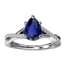 Blauer Saphir Diamant Ehering Schmuck Twist Style 2,50 Karat