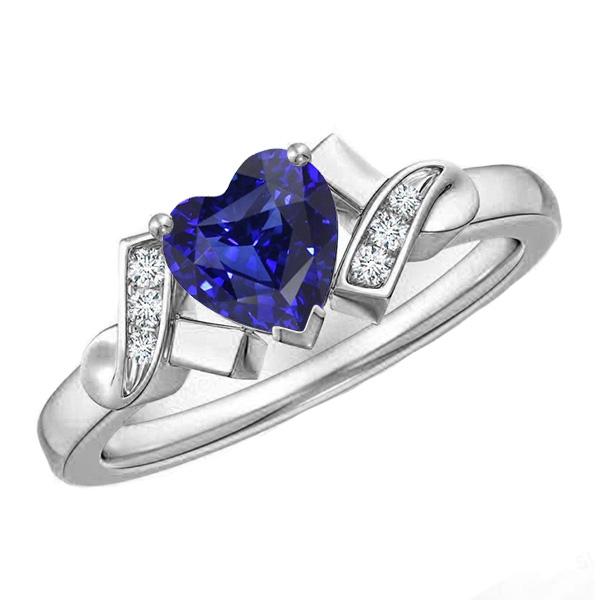 Blauer Saphir Diamant Herz Ring Ribbon Style 2 Karat Damenschmuck - harrychadent.de