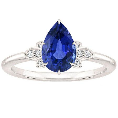 Blauer Saphir Diamant Jubiläumsring 2 Karat Birnenschliff Krappenset Neu - harrychadent.de