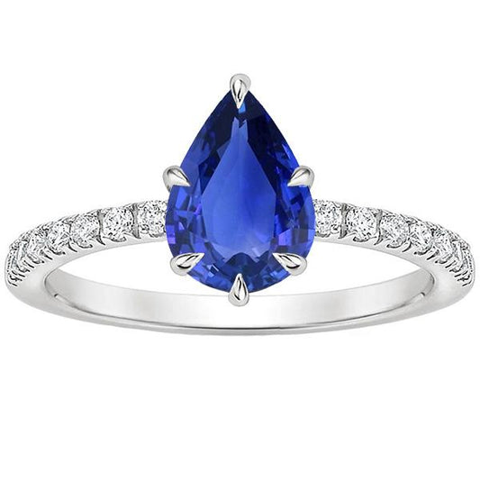 Blauer Saphir & Diamant Jubiläumsring Birnenschliff Akzent 5 Karat - harrychadent.de