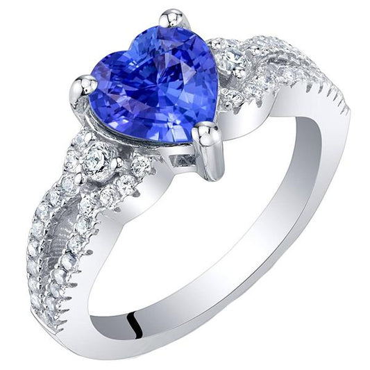 Blauer Saphir & Diamant Ring 4,50 Karat Weißgold 14K Schmuck - harrychadent.de