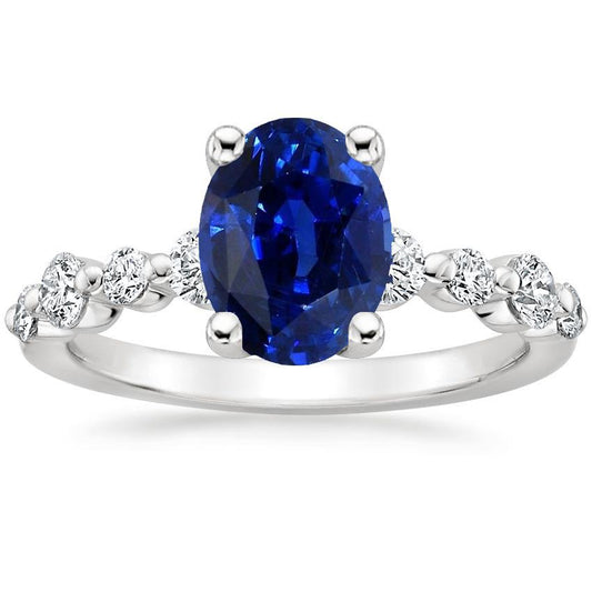 Blauer Saphir & Diamant Ring Oval 4,50 Karat Damenschmuck - harrychadent.de