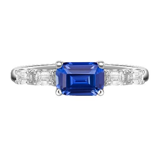 Blauer Saphir & Diamant Ring Smaragd 2.50 Karat 5 Steine Schmuck - harrychadent.de