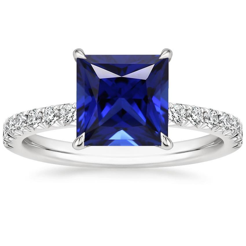 Blauer Saphir & Diamant Solitaire Akzente Ring 5,50 Karat Princess Cut - harrychadent.de
