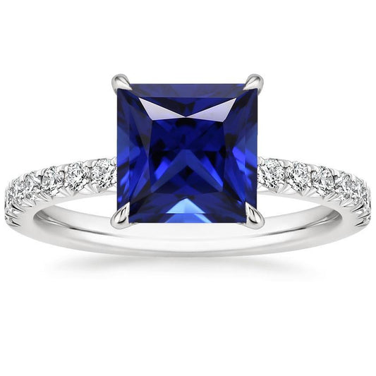 Blauer Saphir & Diamant Solitaire Akzente Ring 5,50 Karat Princess Cut - harrychadent.de