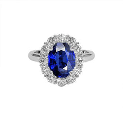 Blauer Saphir Aus der Erde Abgebauter Natürlicher Diamant Verlobungsring Oval Ceylon Edelstein 9,25 Karat