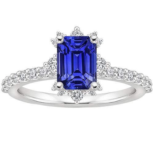 Blauer Saphir & Diamantring 4,25 Karat Smaragd-Solitär mit Akzenten - harrychadent.de