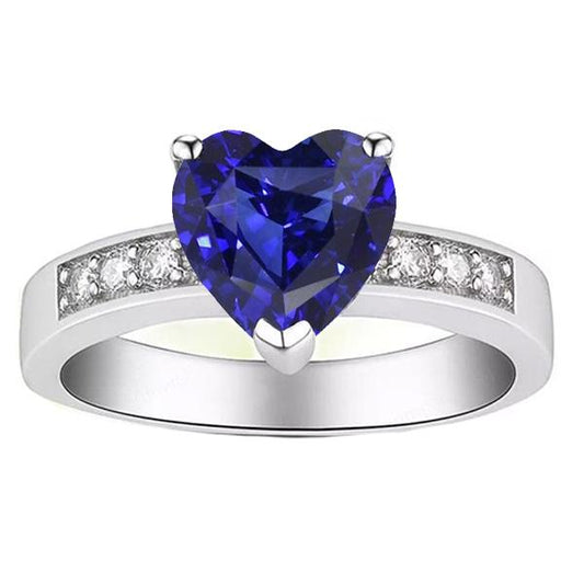 Blauer Saphir Diamantring Herzschliff Edelstein Gold 14K 2,50 Karat - harrychadent.de