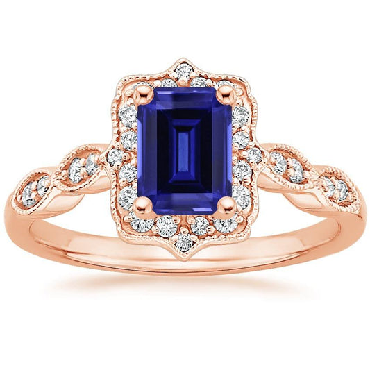 Blauer Saphir-Diamantring im antiken Stil 3 Karat Edelstein - harrychadent.de