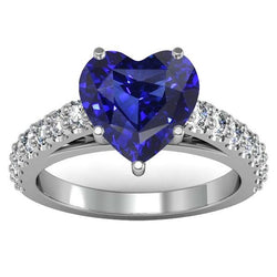 Blauer Saphir-Aus der Erde Abgebauter Natürlicher Diamantring mit gespaltenem Schaft und runden Akzenten 4,50 Karat