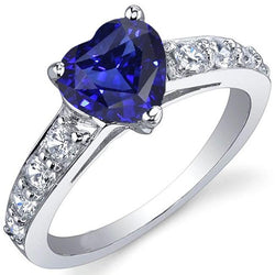 Blauer Saphir Edelstein Ring Herzschliff 3,50 Karat Krappenset Schmuck