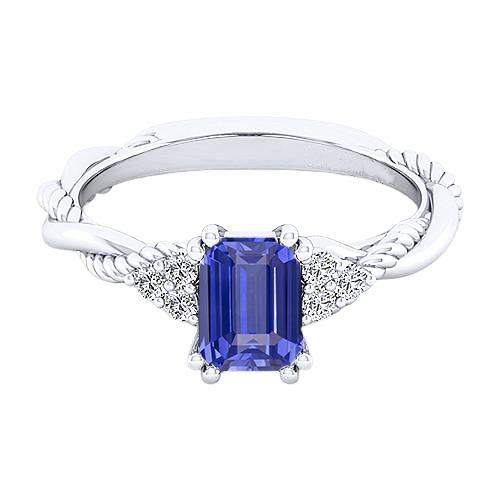 Blauer Saphir Edelstein Ring Twisted Rope Style Diamanten 2 Karat - harrychadent.de
