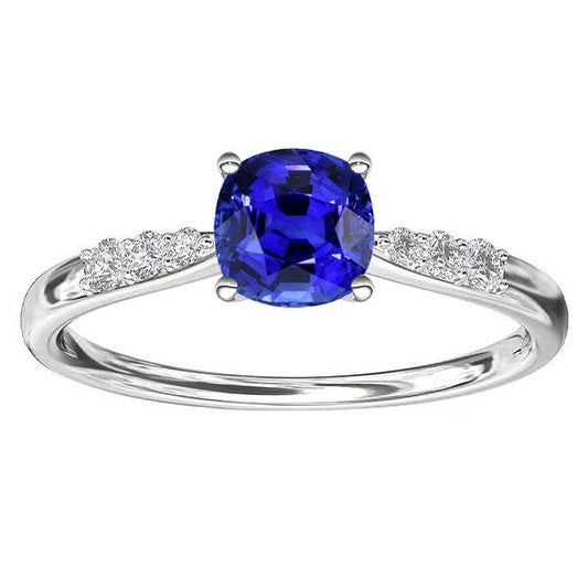Blauer Saphir Edelstein Ring Weißgold 14K Diamanten 2,50 Karat - harrychadent.de