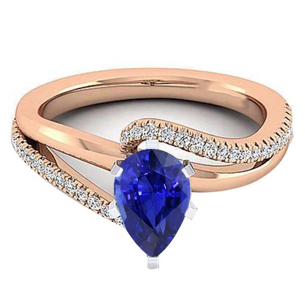 Blauer Saphir Edelstein Schmuck Verlobungsring Zweifarbig 4,50 Karat - harrychadent.de