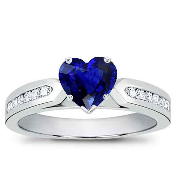Blauer Saphir Edelsteinring Herz & runde Diamanten 2,50 Karat Gold - harrychadent.de