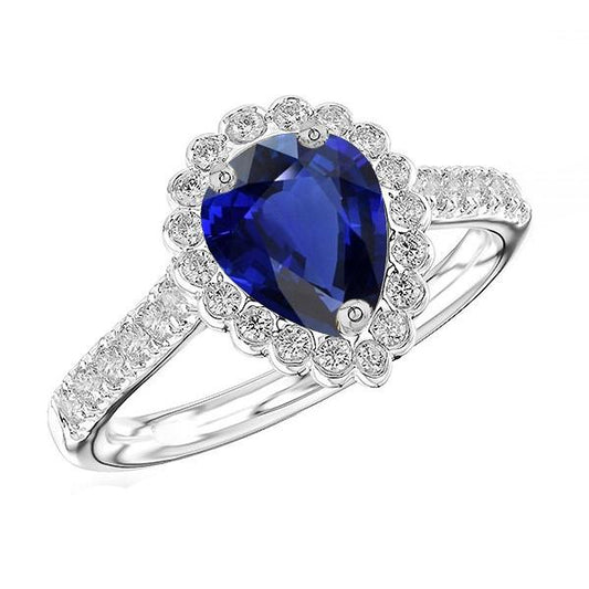 Blauer Saphir Halo-Verlobungsring & runde Diamanten 3,50 Karat - harrychadent.de