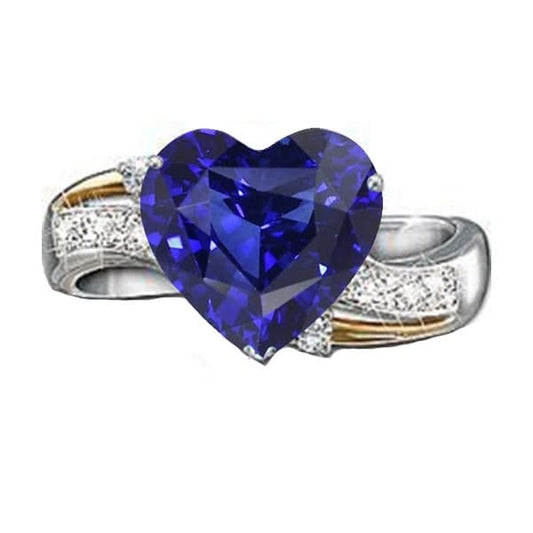 Blauer Saphir-Jubiläums-Herz-Diamant-Ring 3 Karat Damenschmuck - harrychadent.de