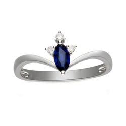 Blauer Saphir-Jubiläumsring Marquise & runde Aus der Erde Abgebauter Natürlicher Diamanten 1,50 Karat