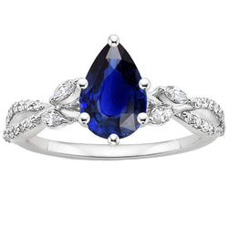 Blauer Saphir-Jubiläumsring Marquise & runde Aus der Erde Abgebauter Natürlicher Diamanten 5,50 Karat