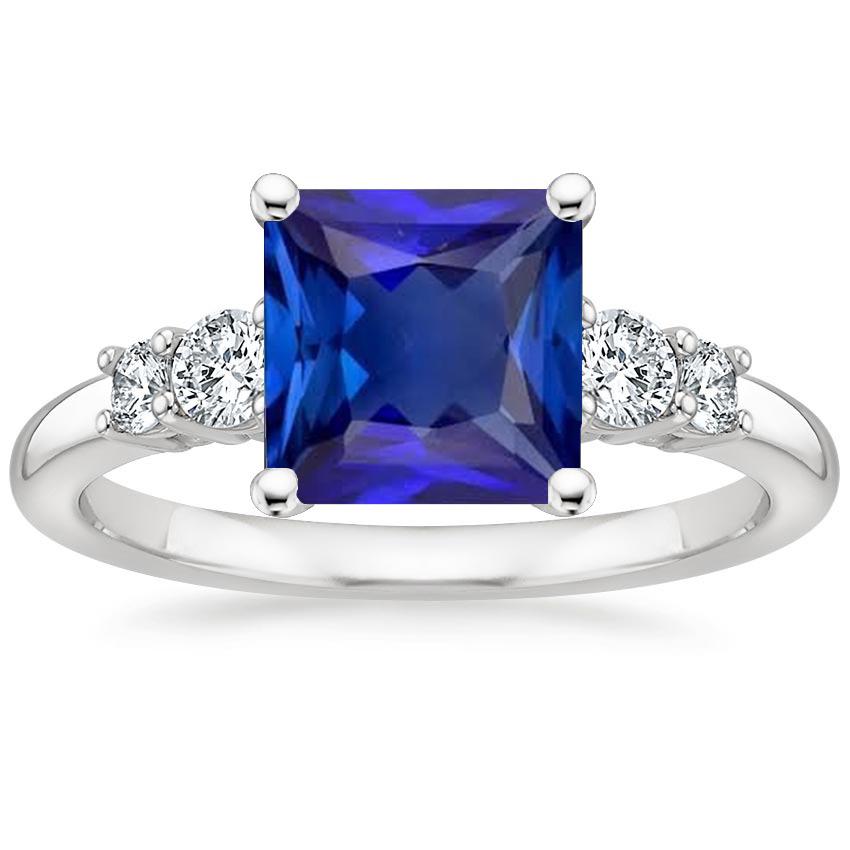 Blauer Saphir-Jubiläumsring Princess Cut Five Stone 5,50 Karat - harrychadent.de