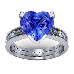 Blauer Saphir Jubiläumsring Runde Aus der Erde Abgebauter Natürlicher Diamanten 3,50 Karat Vintage Style