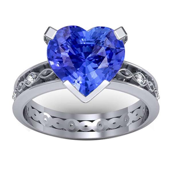 Blauer Saphir Jubiläumsring Runde Diamanten 3,50 Karat Vintage Style - harrychadent.de
