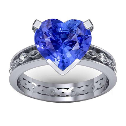 Blauer Saphir Jubiläumsring Runde Diamanten 3,50 Karat Vintage Style - harrychadent.de